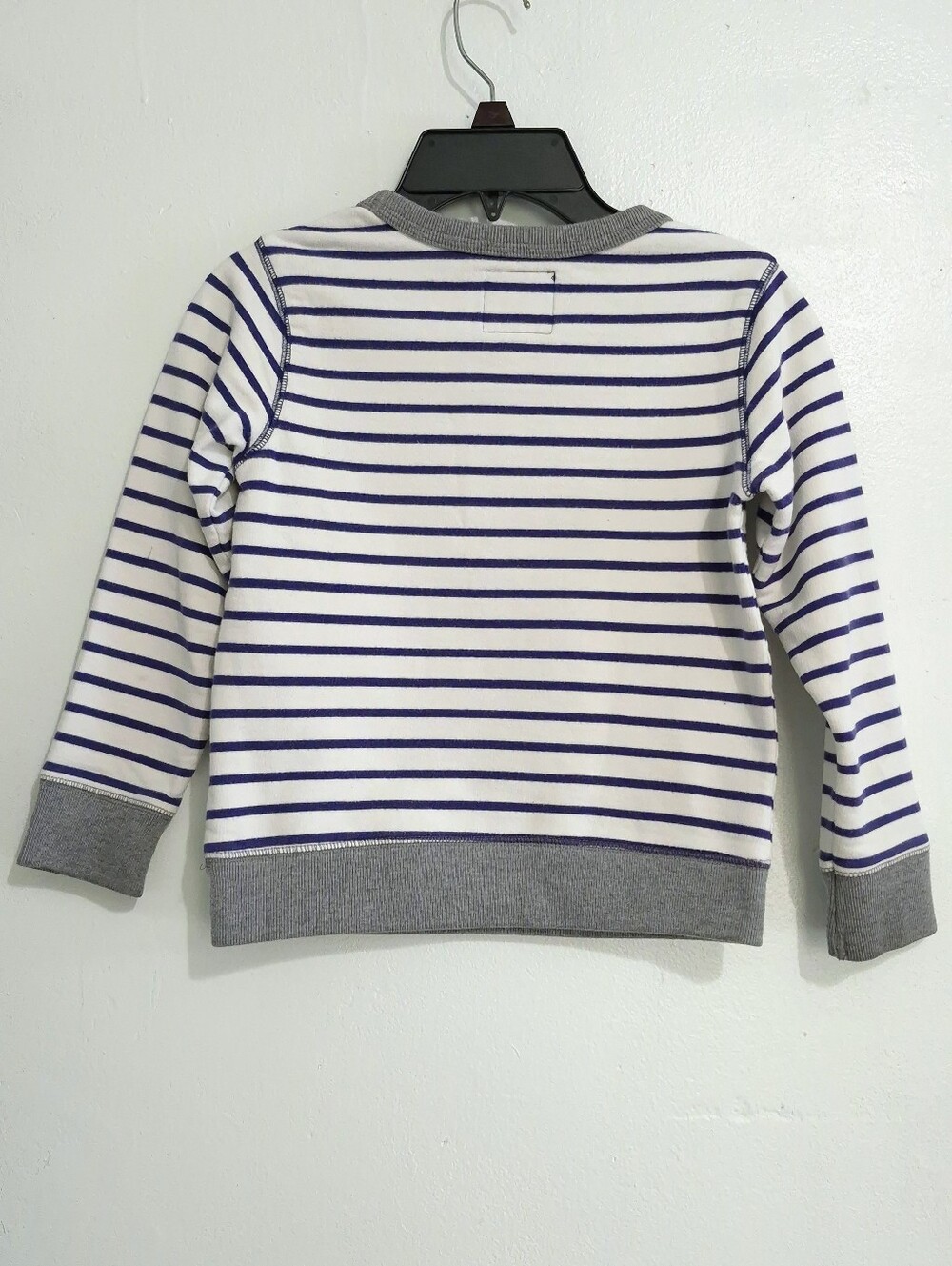 OshKosh B'gosh Boys Size 6 Blue White Striped Crewneck Sweatshirt Pullover - Picture 3 of 15